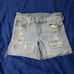 American Eagle Women’s Denim Midi Shorts Size 4 Hi-Rise Next Level Stretch